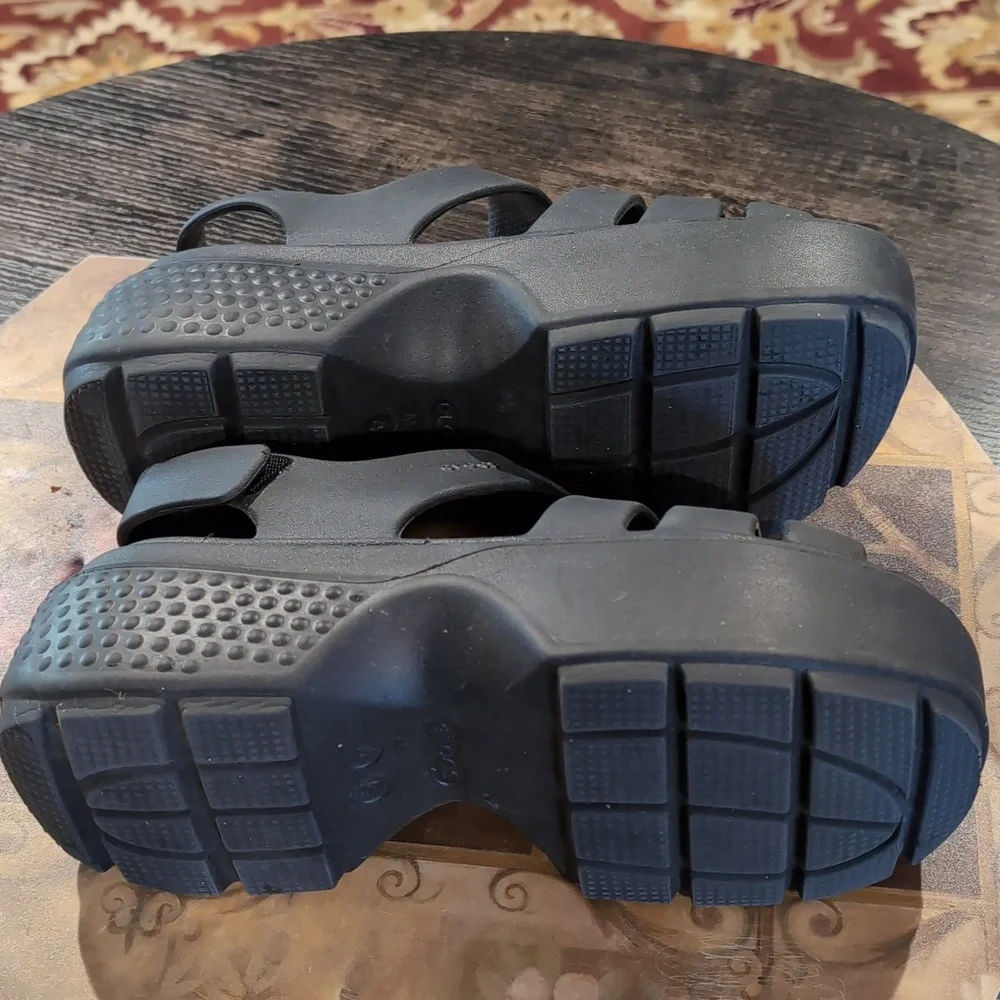 CROCS Black Platform Sandals - Picture 2 of 5
